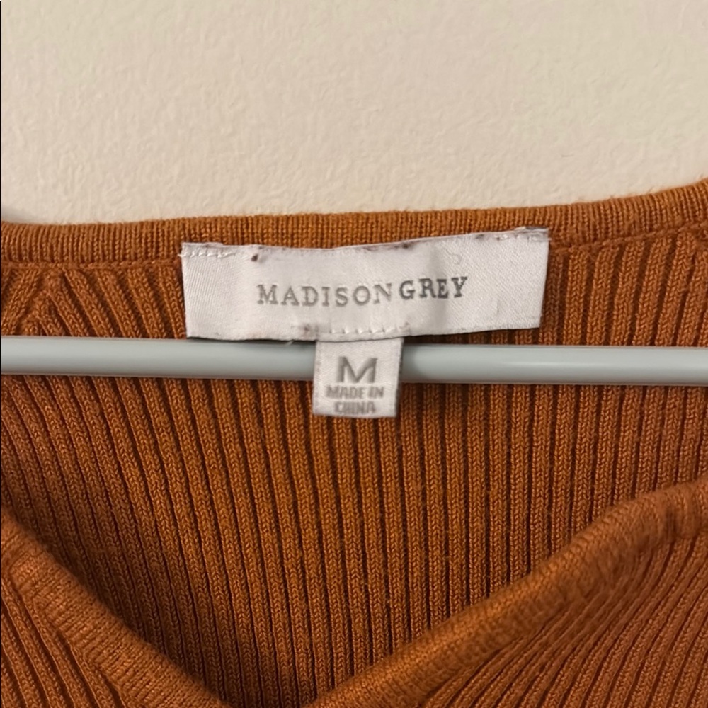 Madison Grey Rust Ribbed Top - Picture 2 of 3